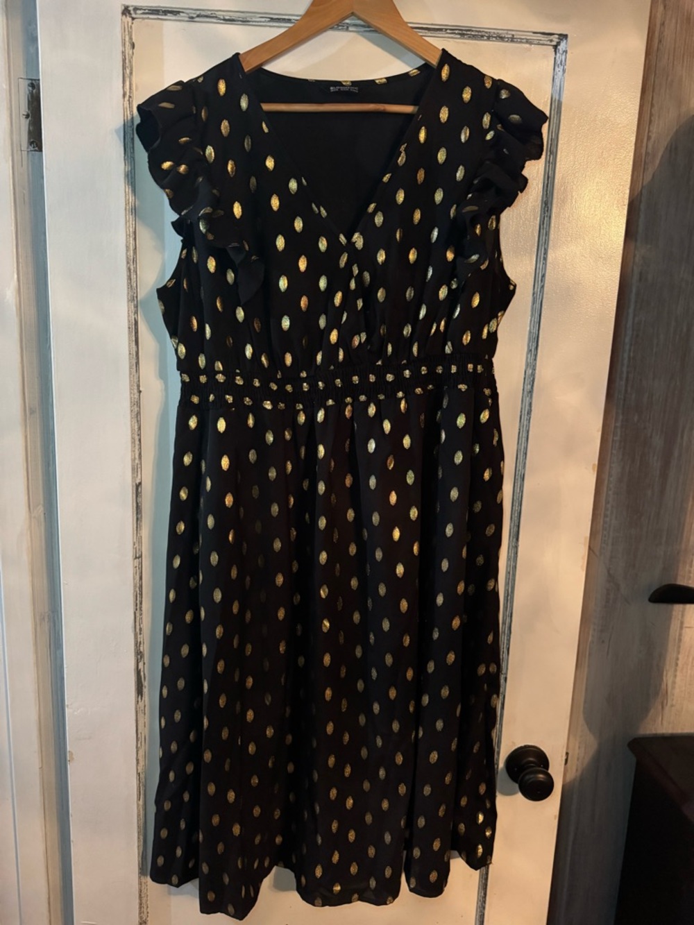 BloomChic Black Top with Gold Accent Trim